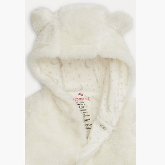 NWT Magnetic Me Minky Faux Fur Bear Hooded Footie Suit - Picture 2 of 5